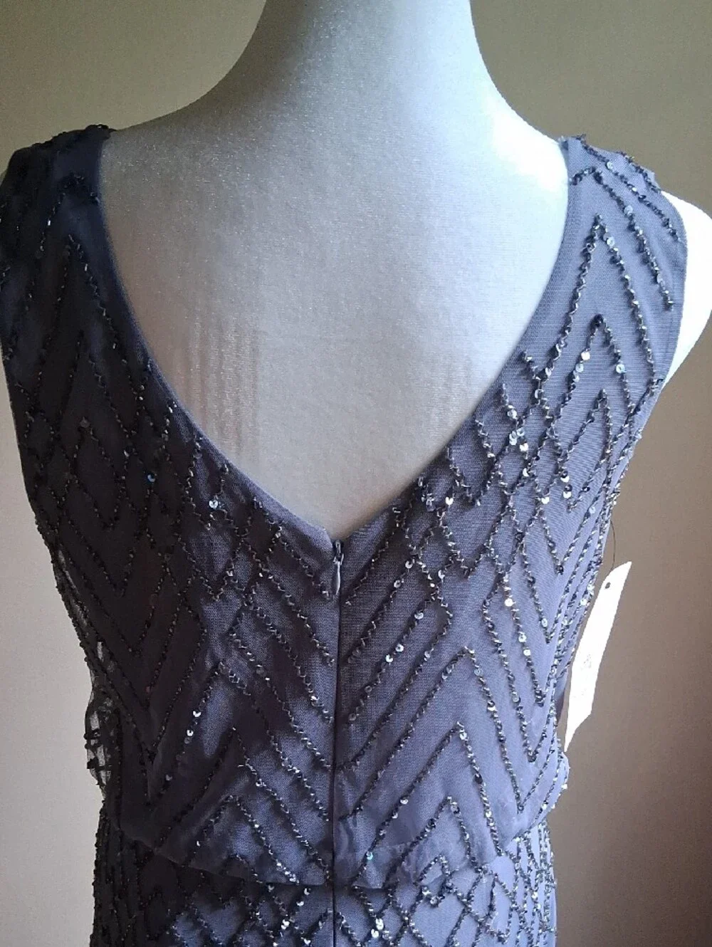 Elegant, Beaded V- shaped Neck Line